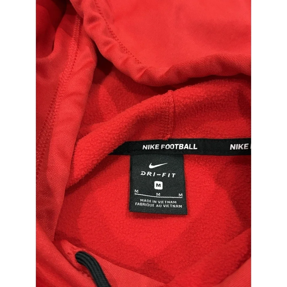 Nike Football Dri-FIT Hoodie Mens Medium‎ Red Graphic Pullover Sweatshirt